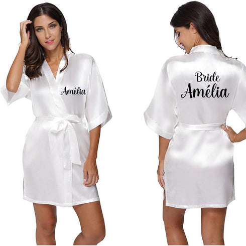Peignoir Personnalisé Satin et Pantoufles
