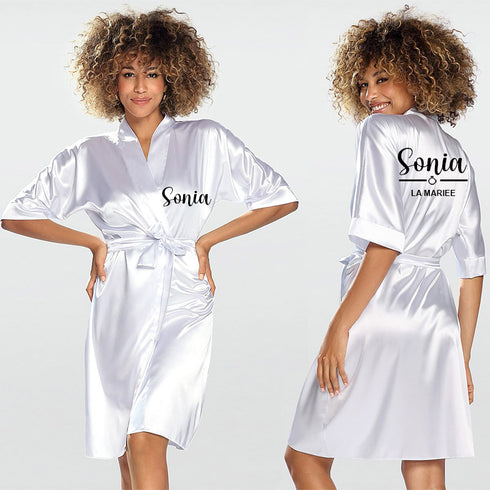 Peignoir Personnalisé Satin et Pantoufles