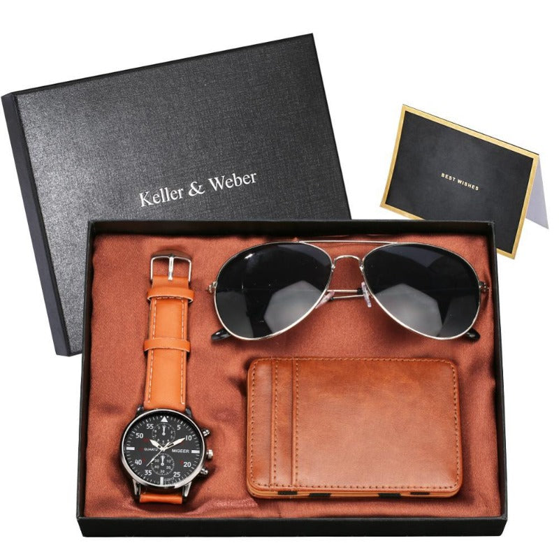 Coffret cadeau pour homme contenant une montre, une ceinture et un  portefeuille