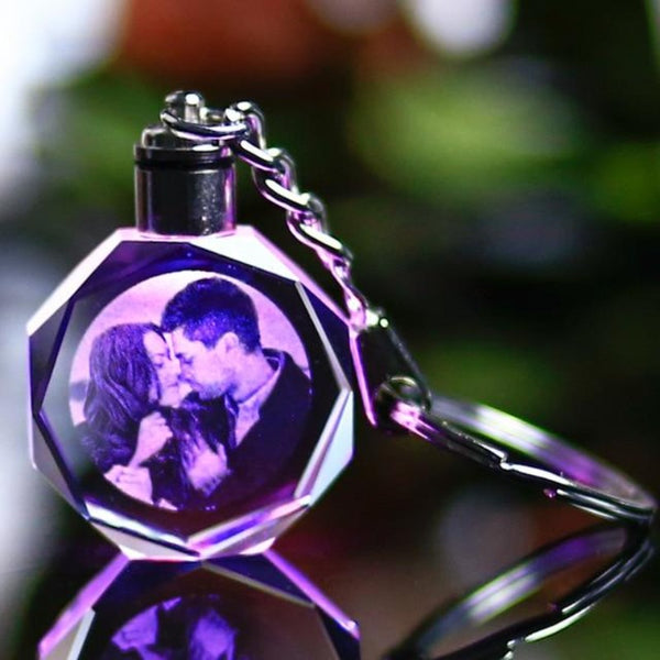 cadeau noel valentin anniversaire porte cle lumineux personnalise rond